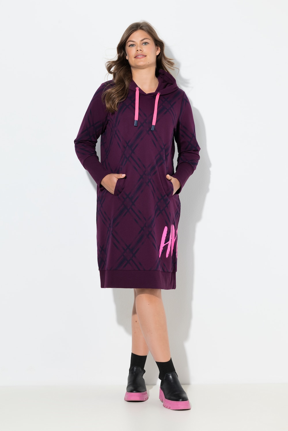 Große Größen Sweatkleid, Damen, lila, Größe: 52/54, Polyester/Baumwolle, LAURASON