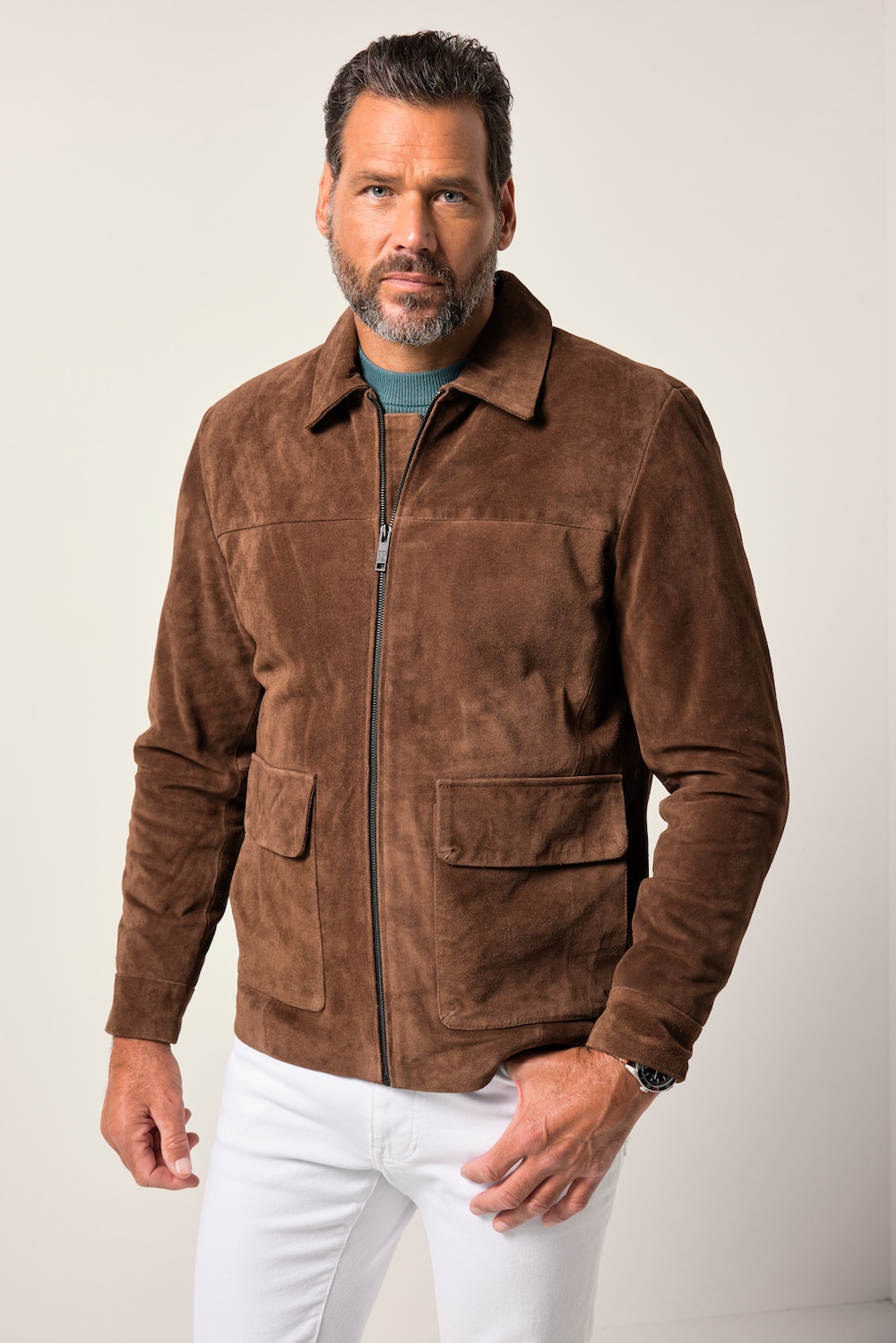JP1880 Lederjacke, Leder, echtes Rindleder, Pattentaschen, bis 7 XL