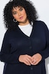 Cardigan, popeline inzet, V-hals, lange mouwen