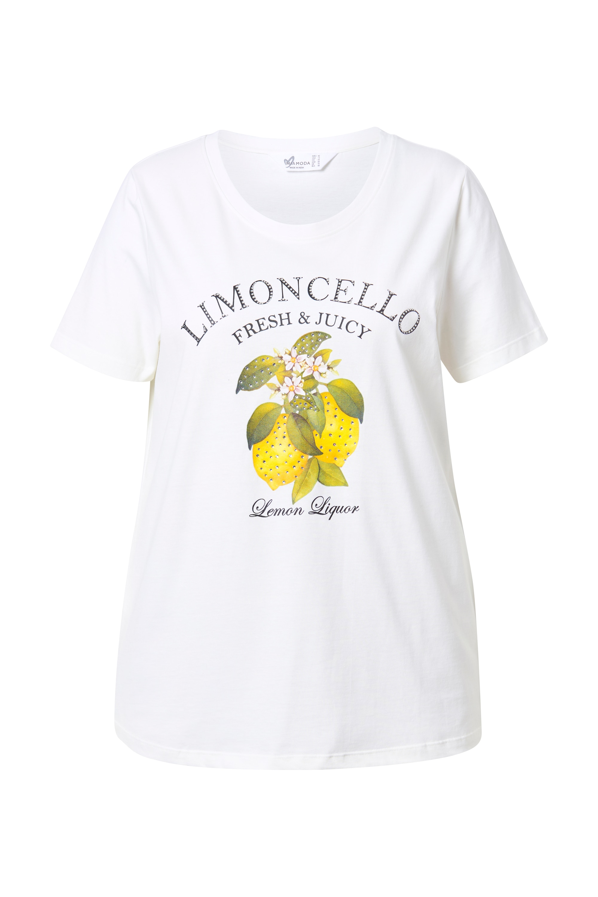 MIAMODA Damen große Größen T Shirt Zitronen Motiv Halbarm 841926