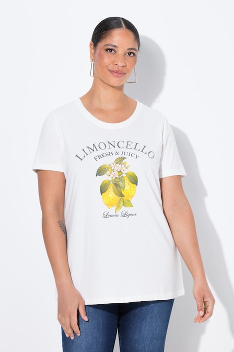T-Shirt, Zitronen-Motiv, Halbarm