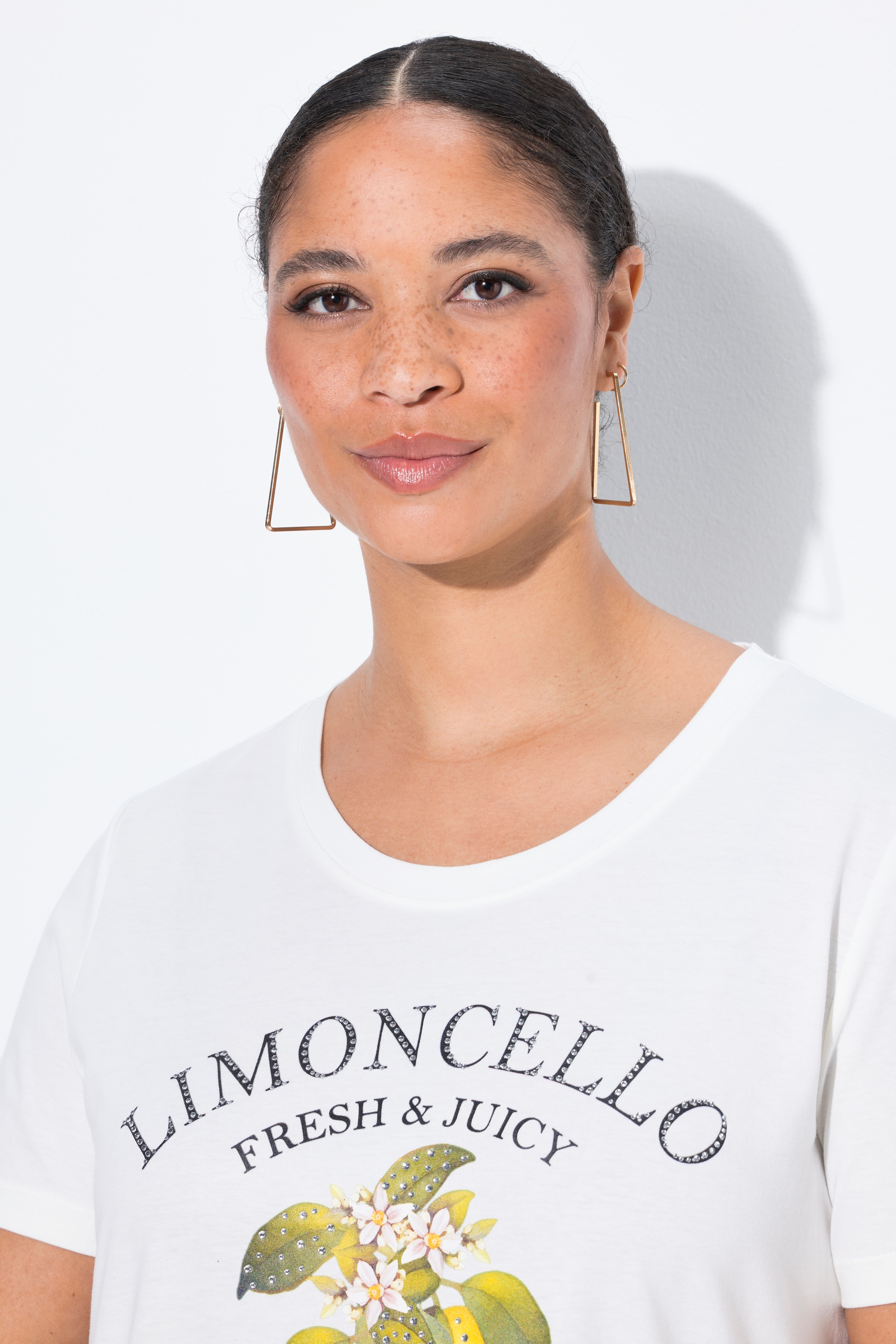 MIAMODA Damen große Größen T Shirt Zitronen Motiv Halbarm 841926