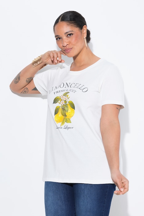 T-Shirt, Zitronen-Motiv, Halbarm