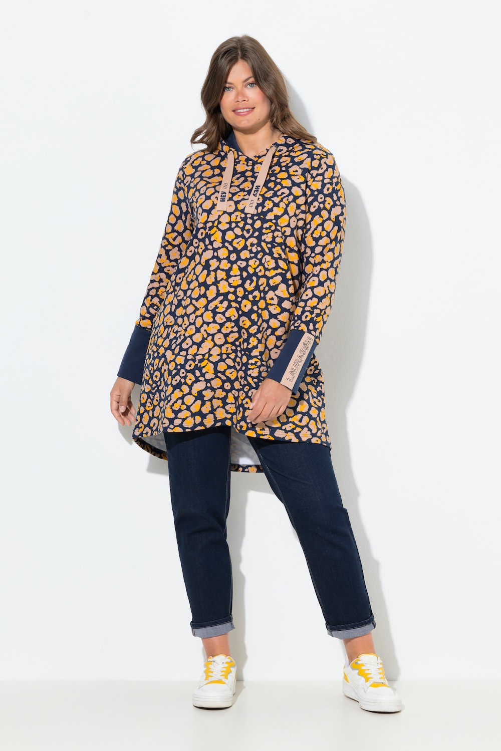 Große Größen long Sweatshirt, Damen, grau, Größe: 56/58, Baumwolle/Polyester, LAURASON