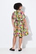 Kjole, A-form, allover-print, elastisk talje