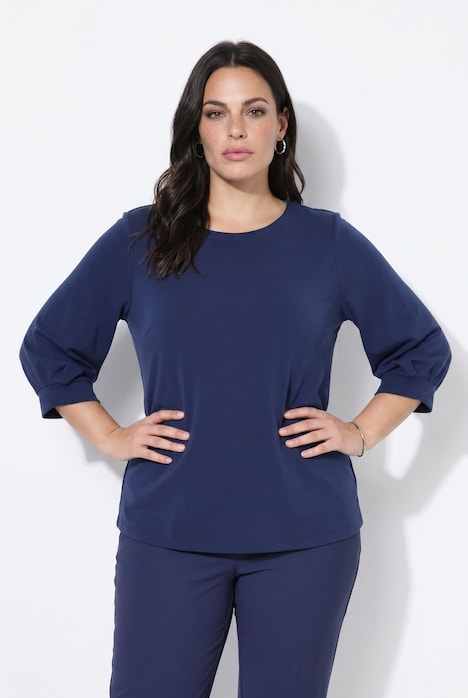 Sweatshirt, Zierfalten, Rundhals, 3/4-Ballonärmel