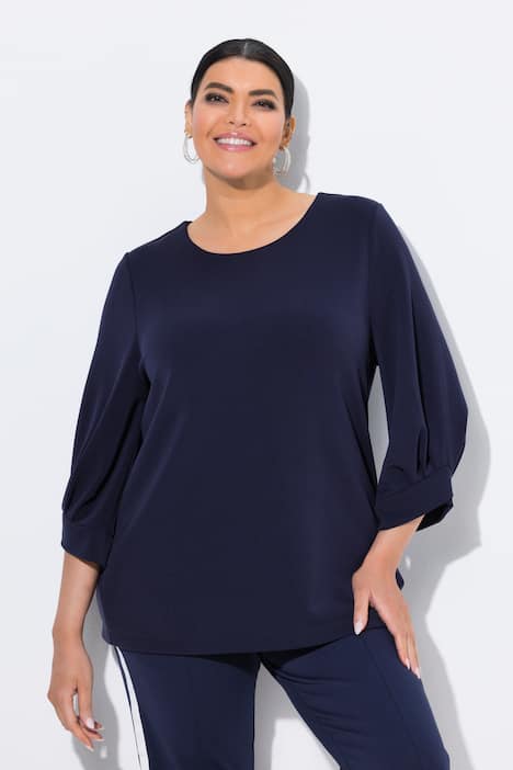 Sweatshirt, Zierfalten, Rundhals, 3/4-Ballonärmel