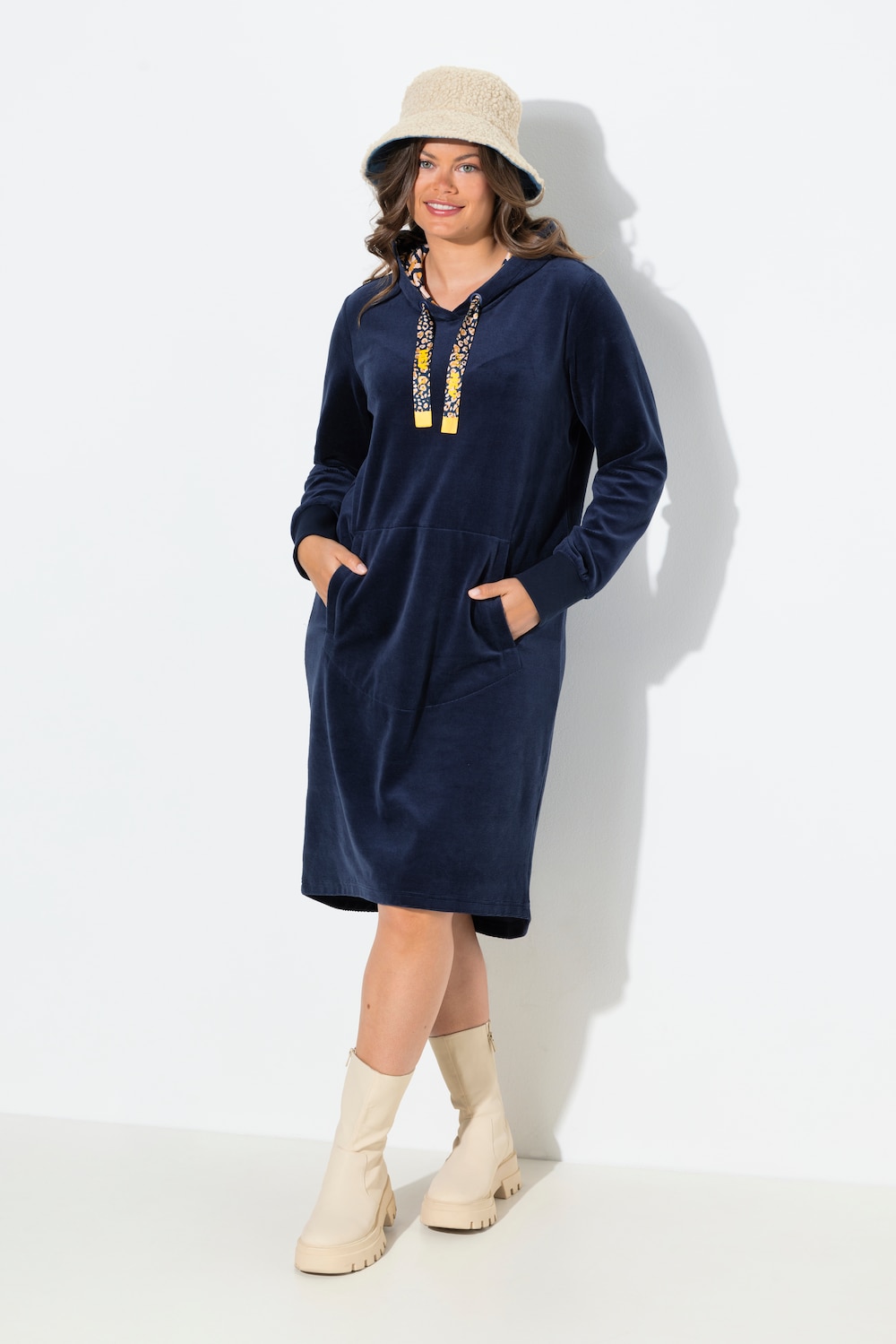 Große Größen Kapuzenkleid, Damen, grau, Größe: 40/42, Baumwolle/Polyester, LAURASON