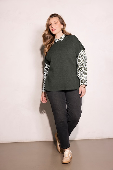 Pullunder, Oversized, Stehkragen, ärmellos