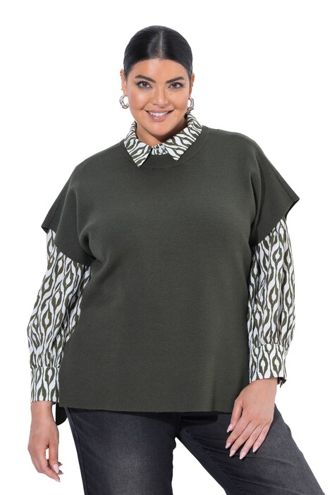 Svetr bez rukávů, oversize, stojáček, bez rukávů