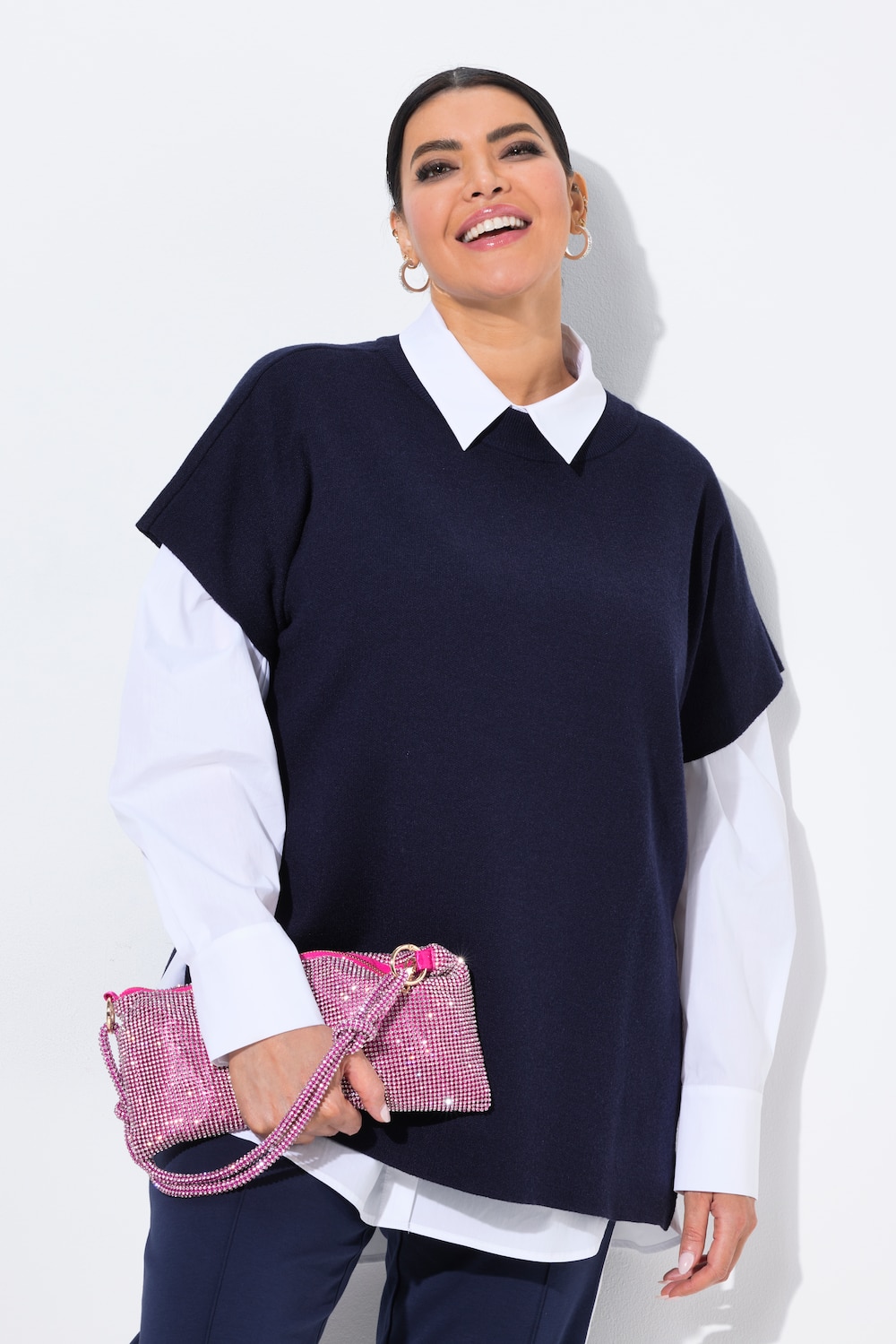 Pullunder, Oversized, Stehkragen, ärmellos