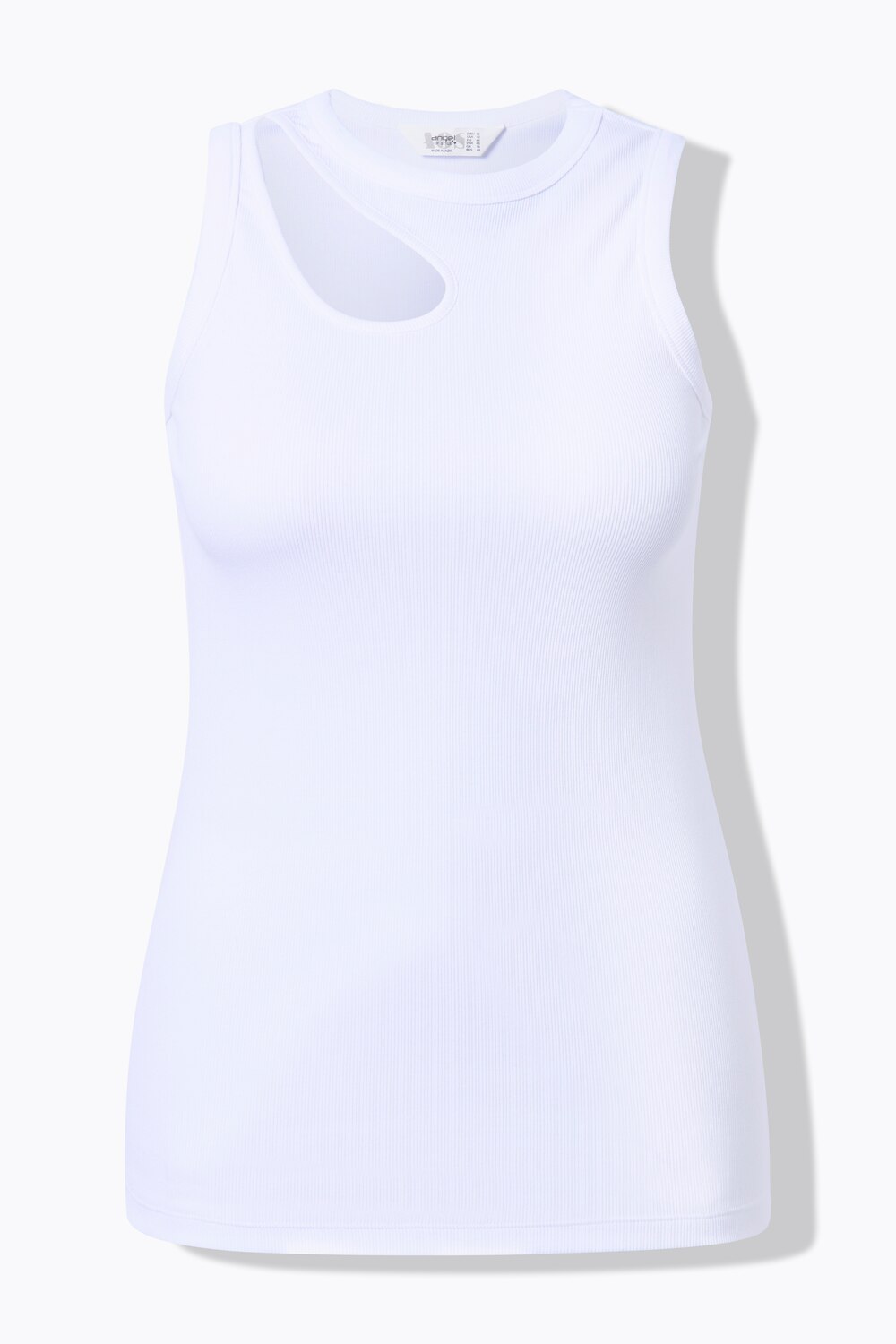 Stora storlekar Ribbad top, Dam, vit, storlek: 58, Bomull, Angel of Style