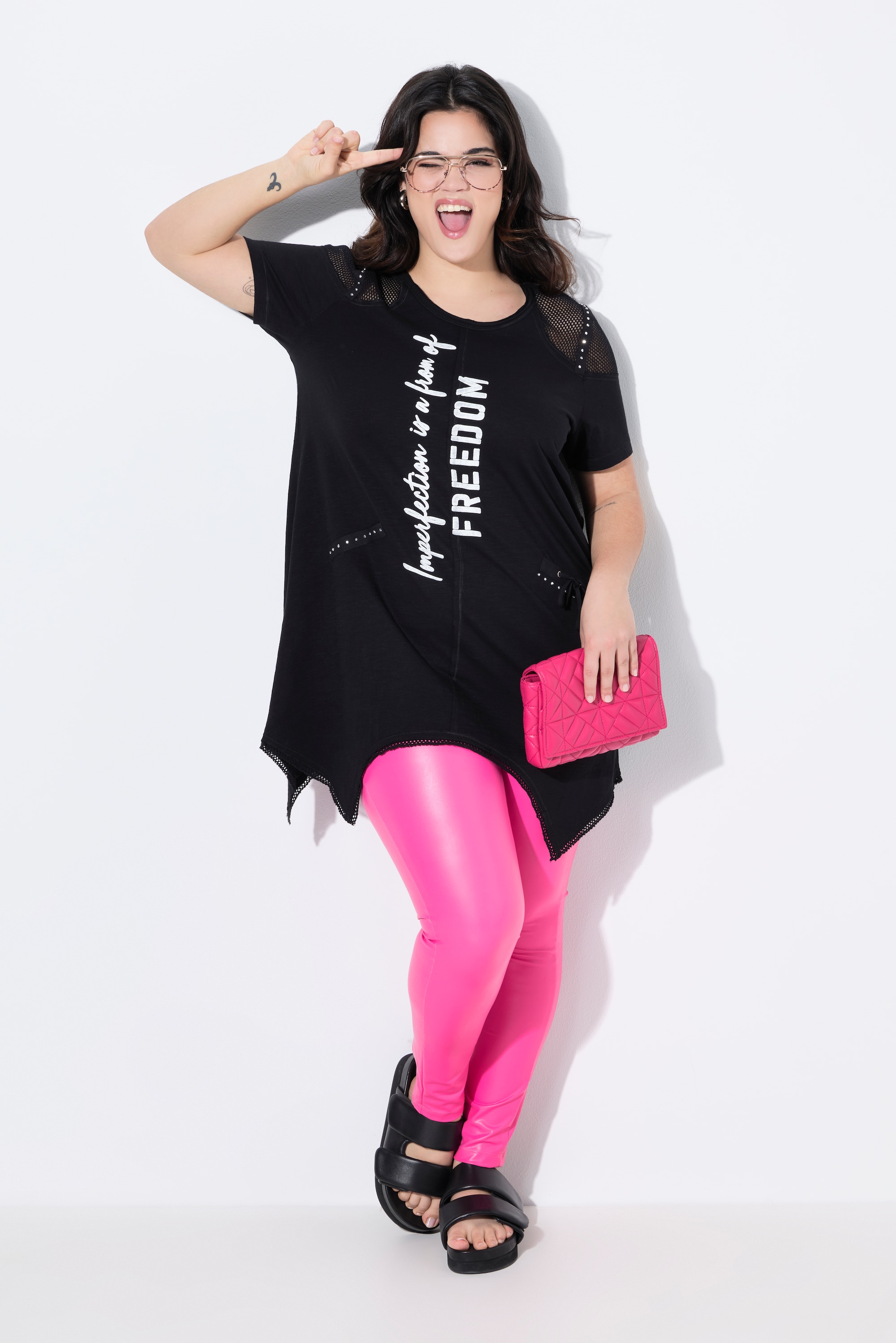 Angel of Style Damen große Größen T Shirt A Linie Schmucknaht