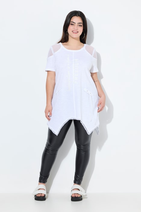 T-Shirt, A-Linie, Schmucknaht, Schulter-Netz