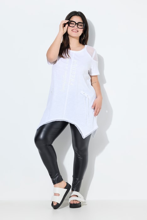 T-Shirt, A-Linie, Schmucknaht, Schulter-Netz
