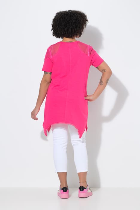 T-Shirt, A-Linie, Schmucknaht, Schulter-Netz