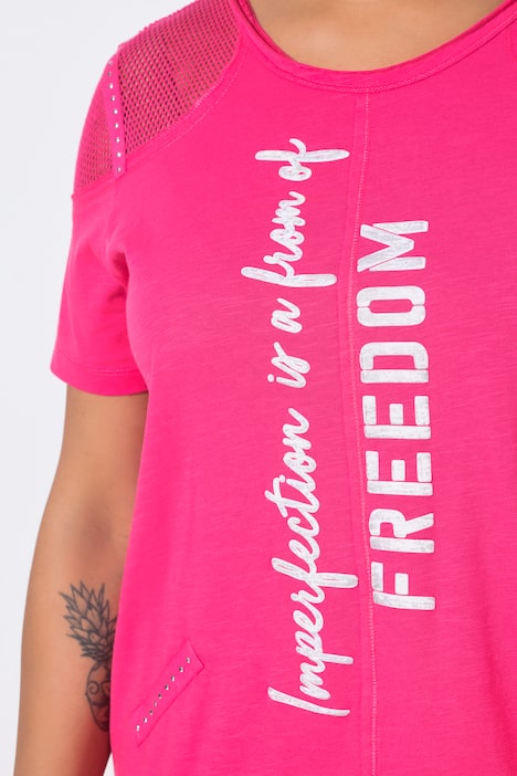 T-Shirt, A-Linie, Schmucknaht, Schulter-Netz