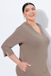 Robe en molleton, modal mélangé, décolleté en V et manches 3/4