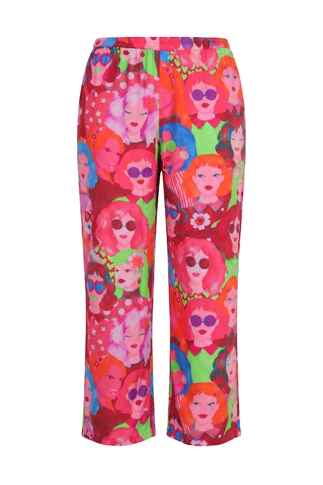 Kalhoty, široké nohavice, potisk obličejů