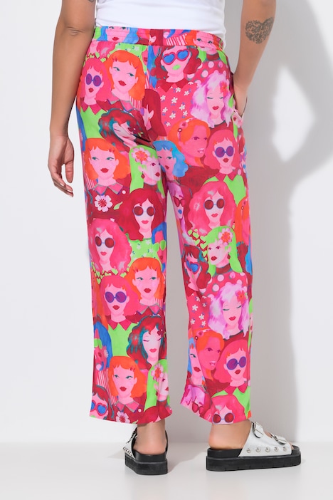 Hose, weites Bein, Gesichterdruck