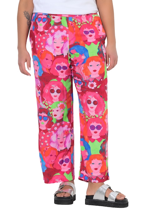 Kalhoty, široké nohavice, potisk obličejů