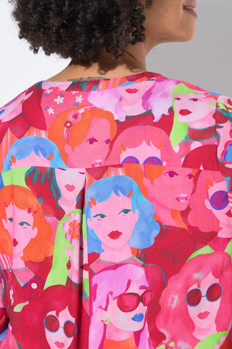 Blouse, A-lijn, gezichtenmotief