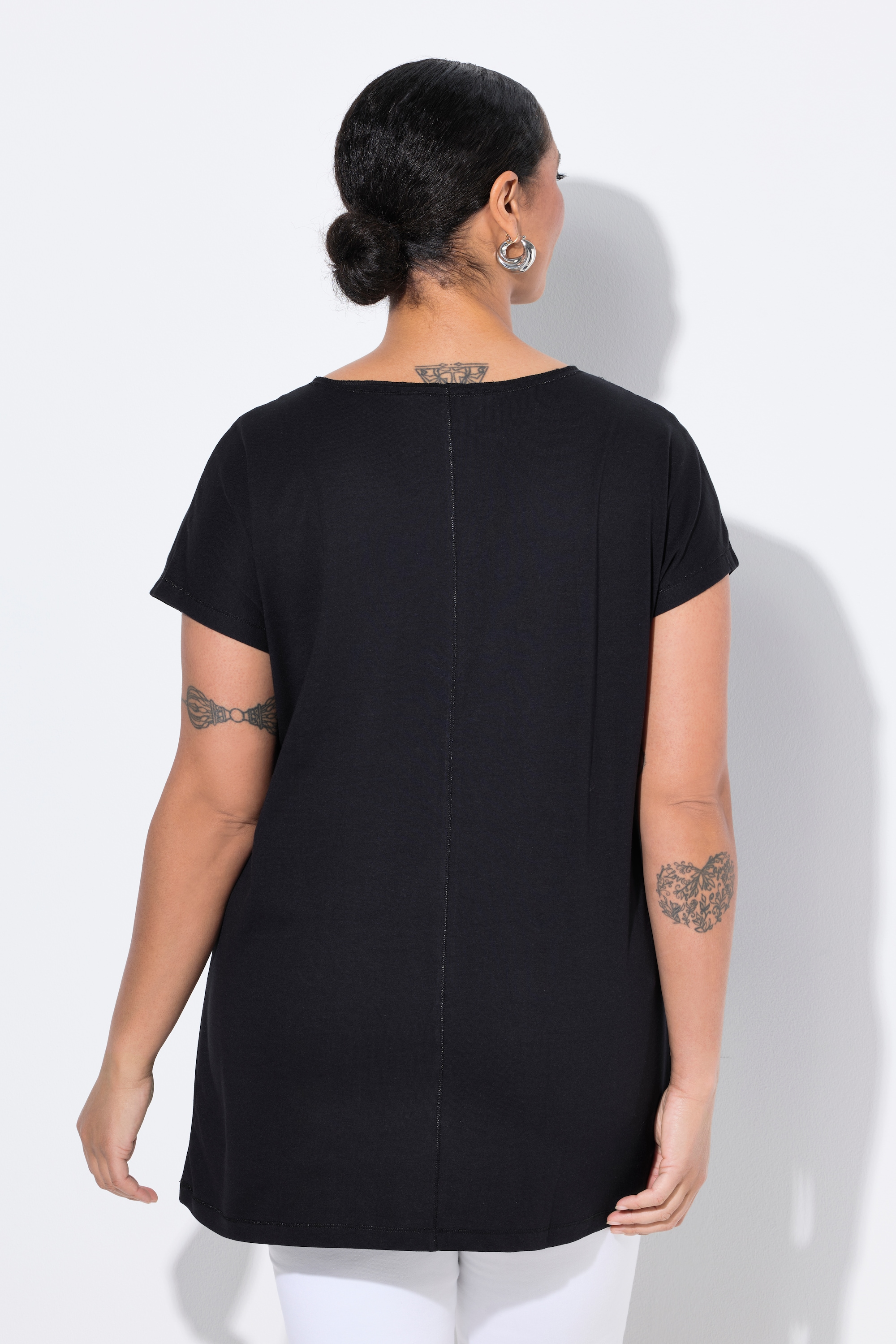 MIAMODA Damen große Größen T Shirt Streifen Schriftzug Glitzersteinchen 841959