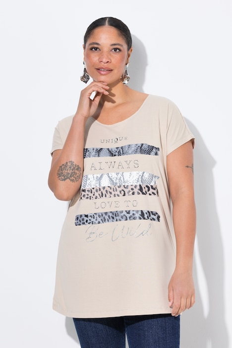 T-Shirt, Streifen, Schriftzug, Glitzersteinchen