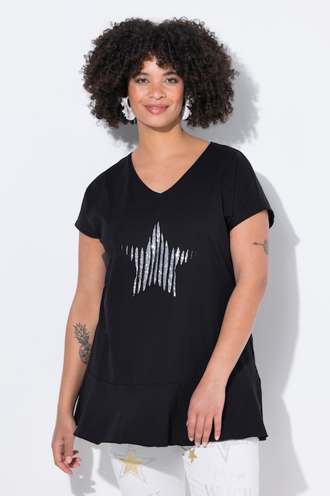 T-shirt, oversized, glitterster, volant