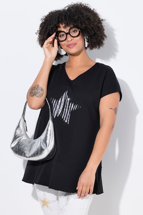 T-shirt, oversized, glitterster, volant