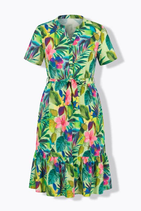 Kleid, A-Linie, Italien-Muster, Saumvolant