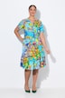 Vestido, forma en A, estampado de Italia, volante en dobladillo