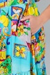 Vestido, forma en A, estampado de Italia, volante en dobladillo