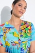 Vestido, forma en A, estampado de Italia, volante en dobladillo