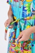Vestido, forma en A, estampado de Italia, volante en dobladillo