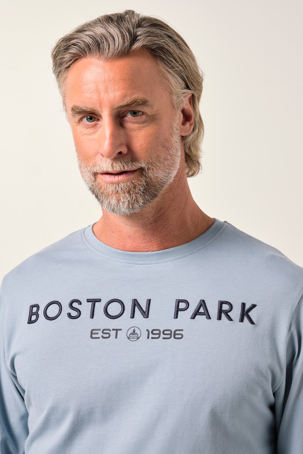 Stora storlekar Långärmad tröja, Her, blå, storlek: 60/62, Bomull, Boston Park