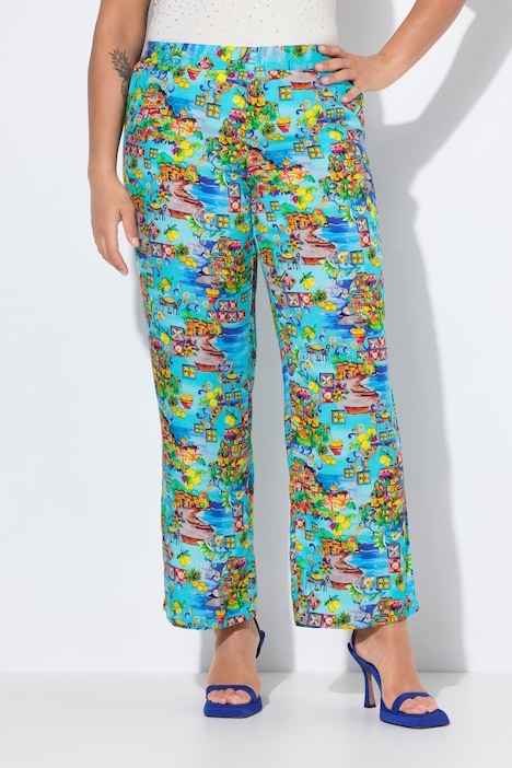 Broek, wijde rechte pijpen, eilandmotief