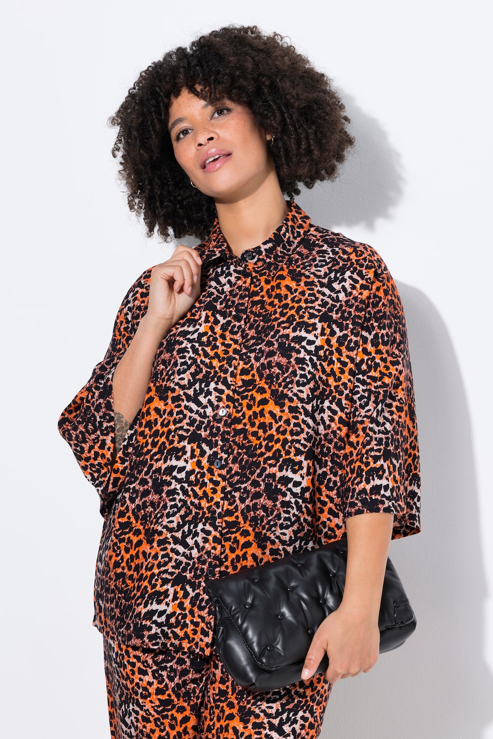 Bluse, Boxy-Fit, Leo-Muster