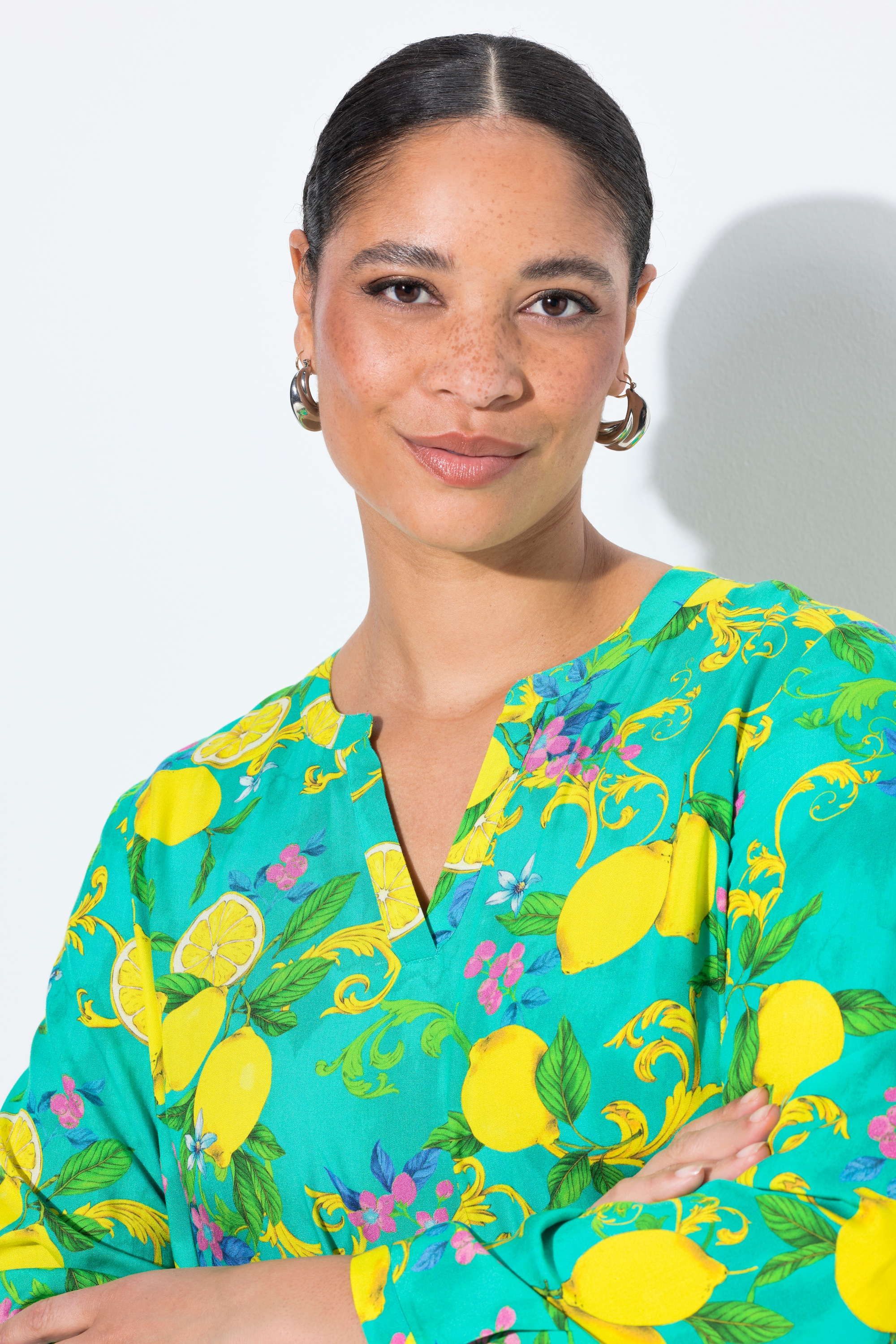MIAMODA Damen große Größen Bluse Regular Fit Zitronen 842010