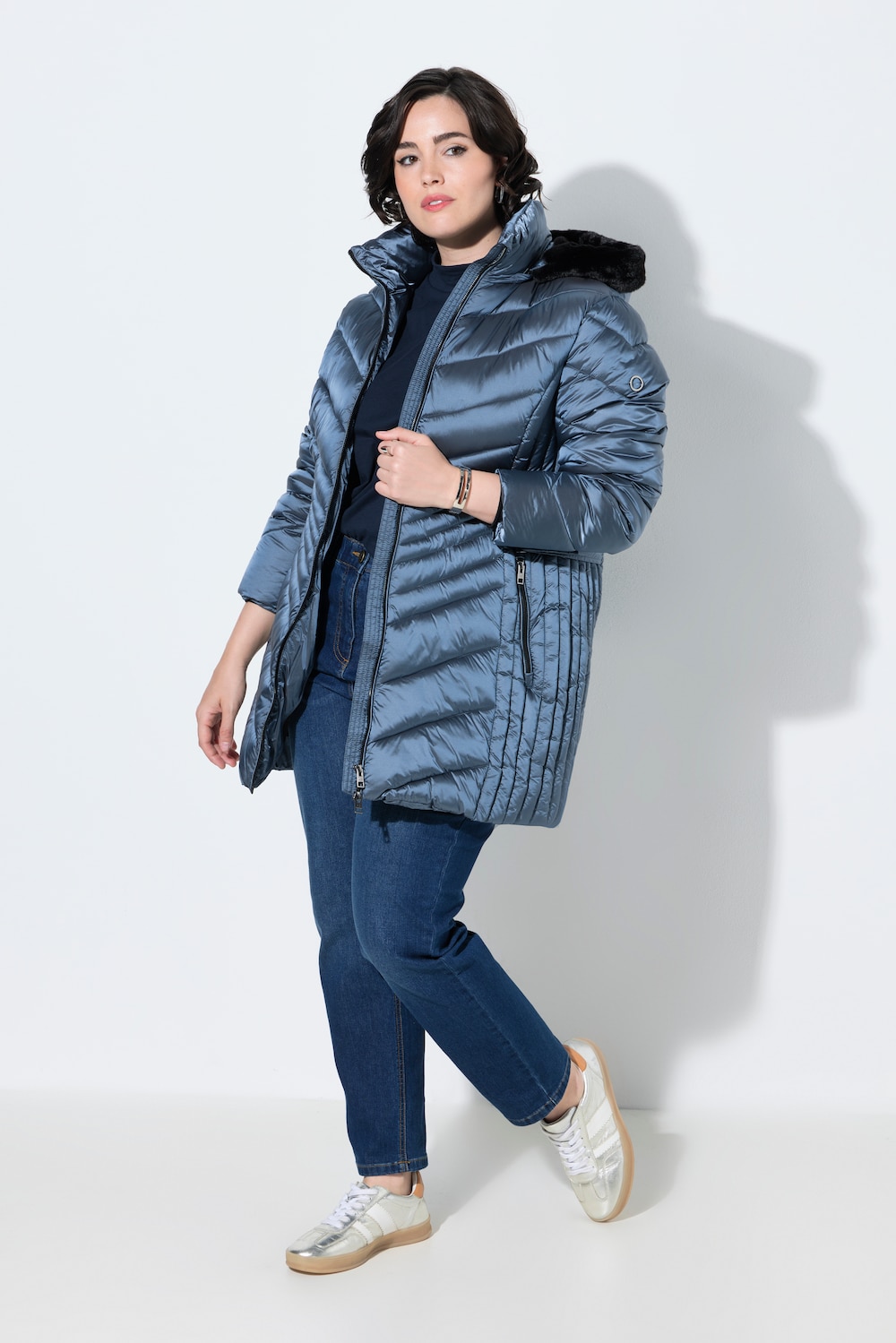 HYPRAR Steppjacke, Lederoptik-Piping, 2-Wege-Zipper