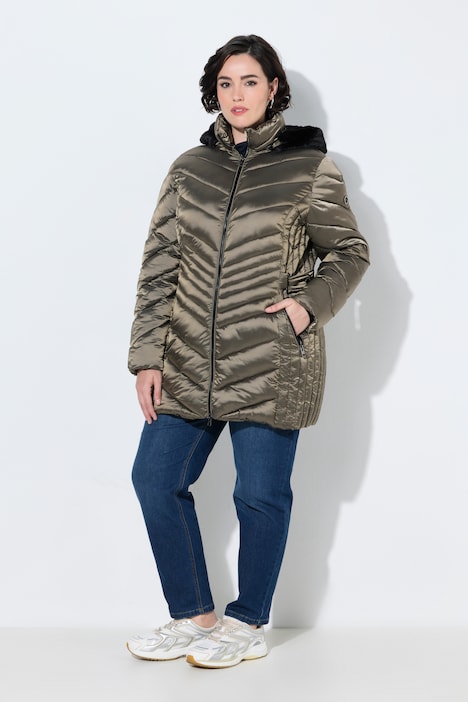 HYPRAR Steppjacke, Lederoptik-Piping, 2-Wege-Zipper