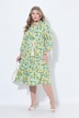 Blusenkleid, A-Linie, Midilänge, Zitronen-Muster