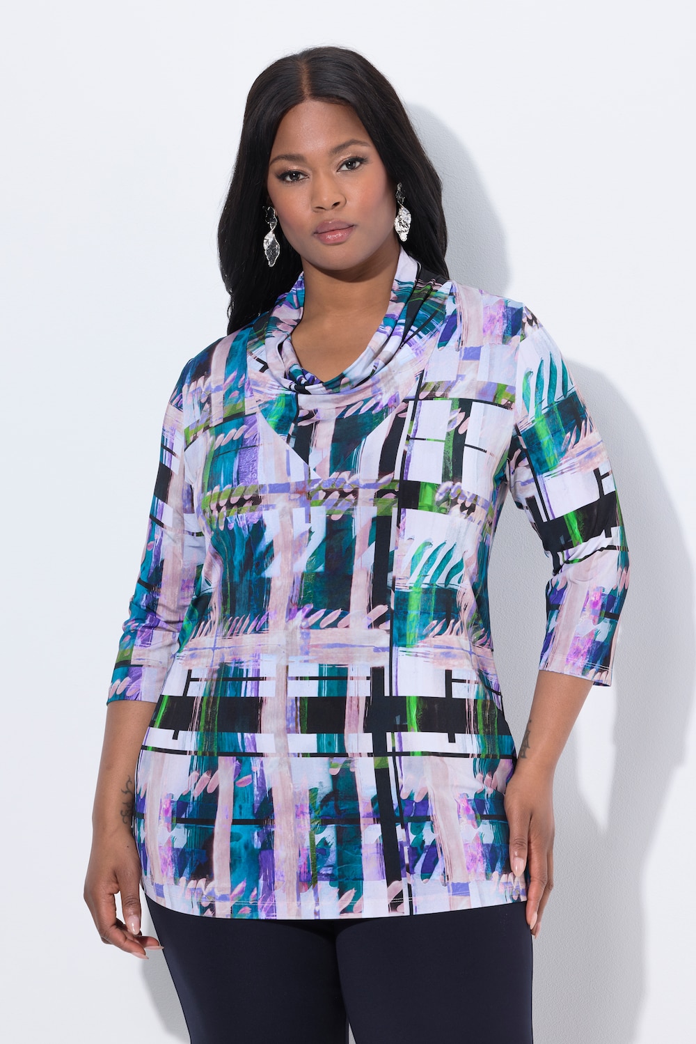 Große Größen Slinkyshirt, Damen, türkis, Größe: 50/52, Viskose, Ulla Popken