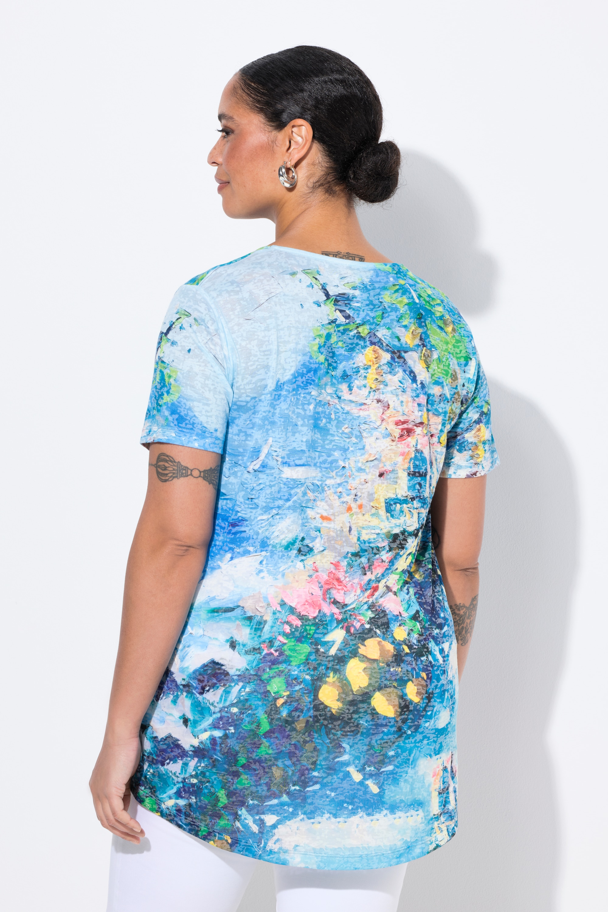 MIAMODA Damen große Größen T Shirt A Linie Italien Print 842024