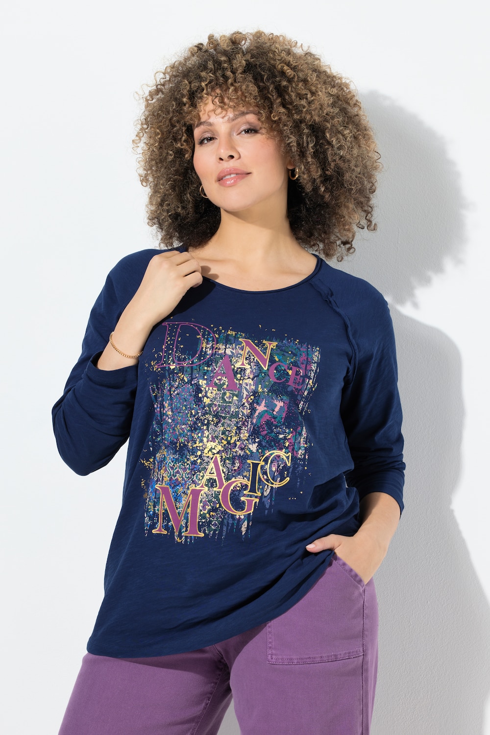 Shirt, Motivdruck, A-Linie, Rundhals, Langarm