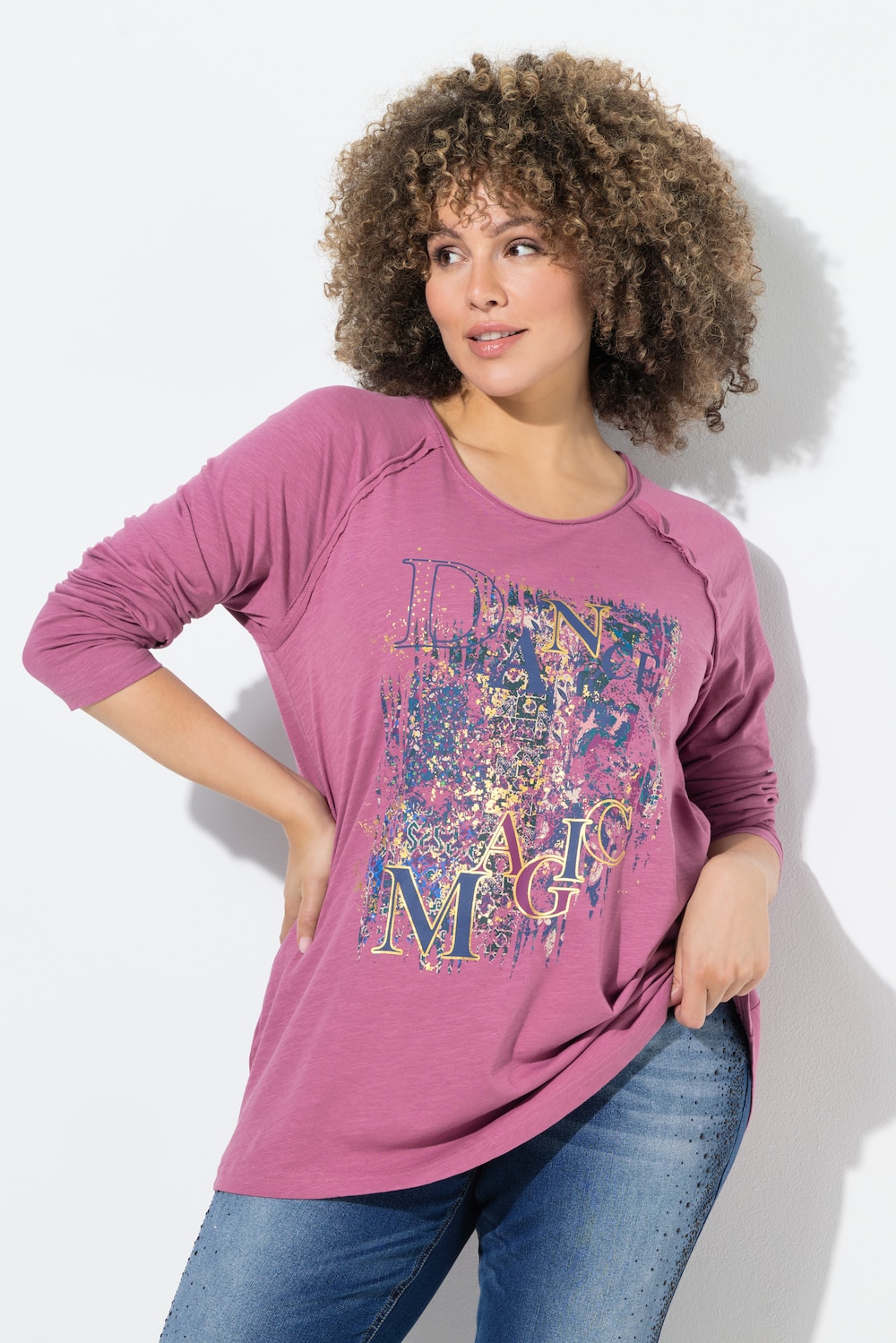 Shirt, Motivdruck, A-Linie, Rundhals, Langarm