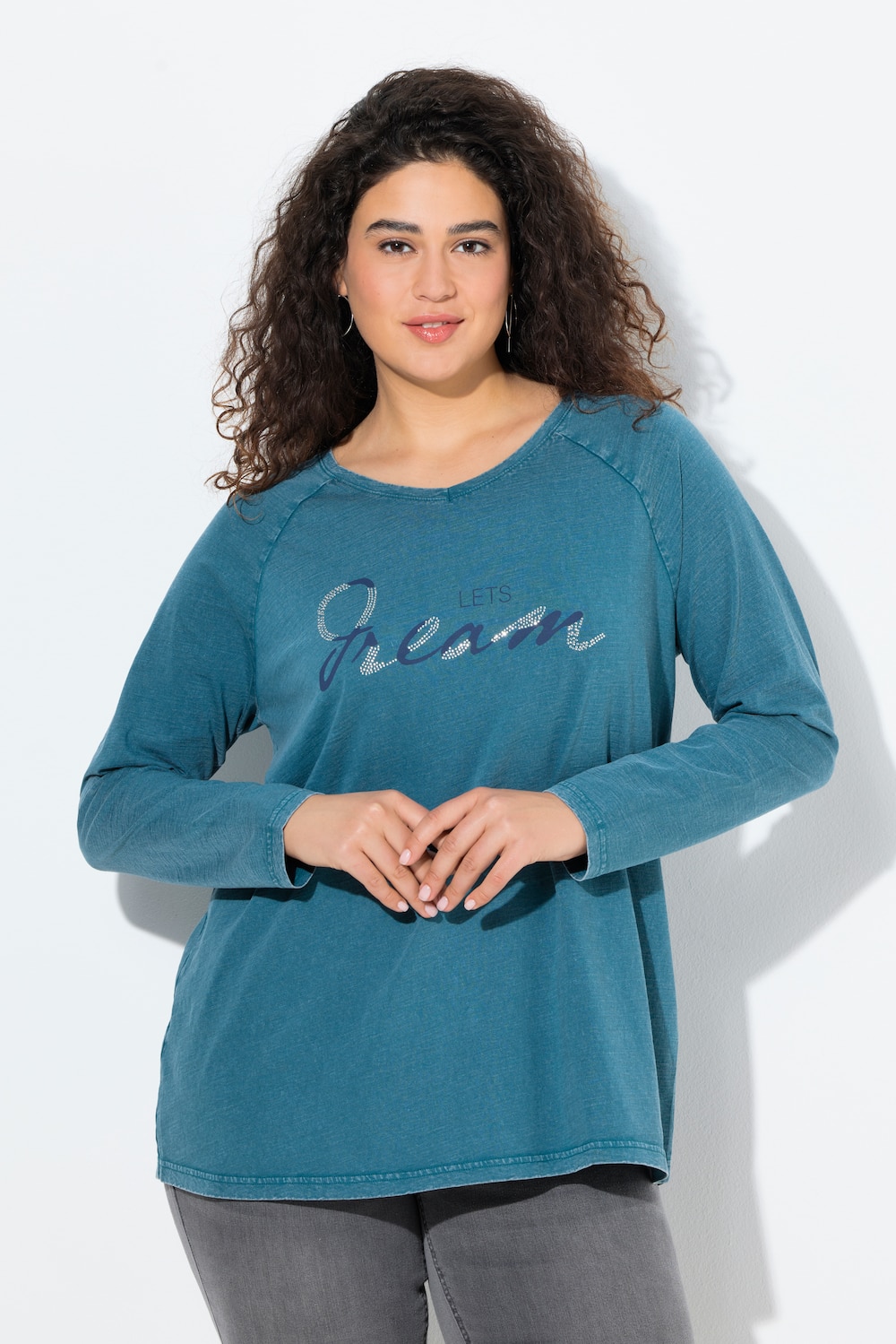 Große Größen Shirt, Damen, blau, Größe: 46/48, Baumwolle, Ulla Popken