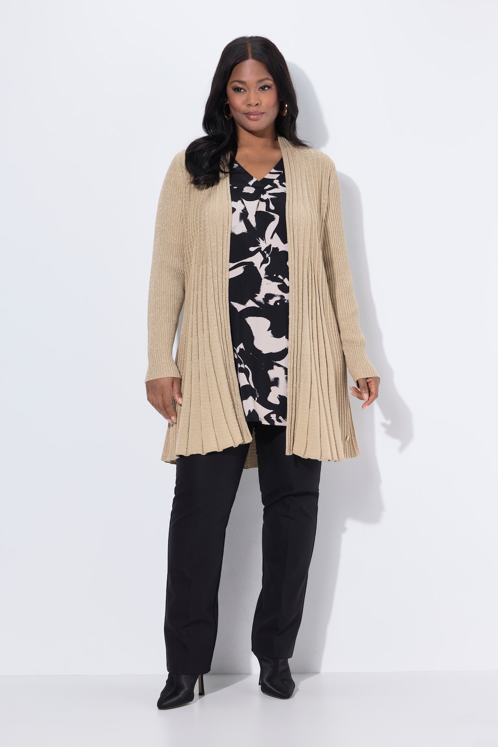 Große Größen Strickjacke, Damen, orange, Größe: 58/60, Baumwolle/Viskose/Metallische Fasern, Ulla Popken