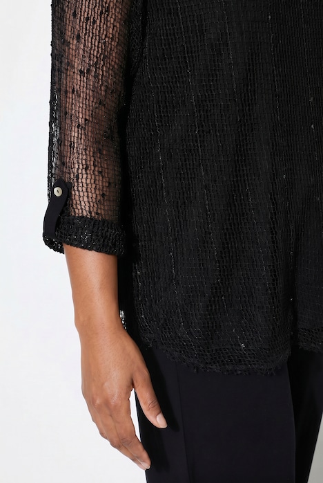 Bluse, Regular Fit, doppellagig, Netz mit Pailletten