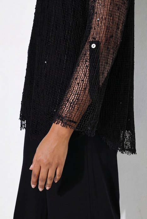 Bluse, Regular Fit, doppellagig, Netz mit Pailletten